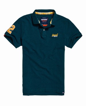 Superdry Classic Pique Férfi Póló Kék | ESJDH2463